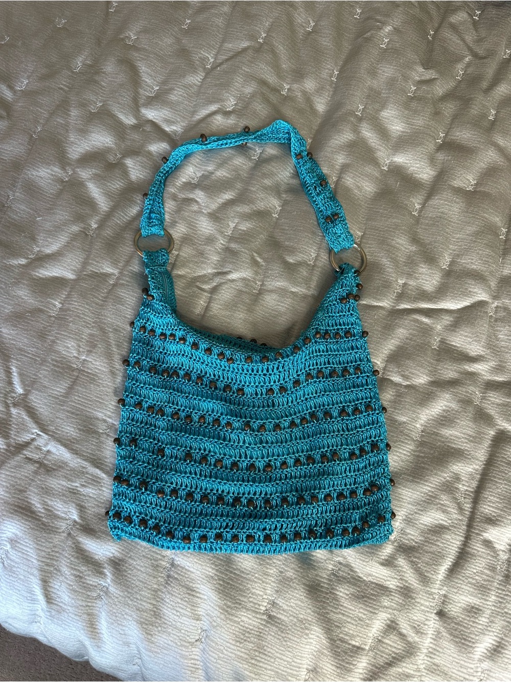 Handmade Turquoise Crochet Shoulder Bag